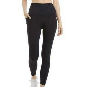 Danskin Womens High Waisted Active Leggings Black Side Pockets Size M 1495622